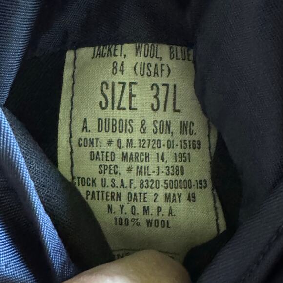 Vintage 1951 USAF Blue Ike Eisenhower UnifoJacket Size 37L 100% Wool Korean War - Picture 2 of 12